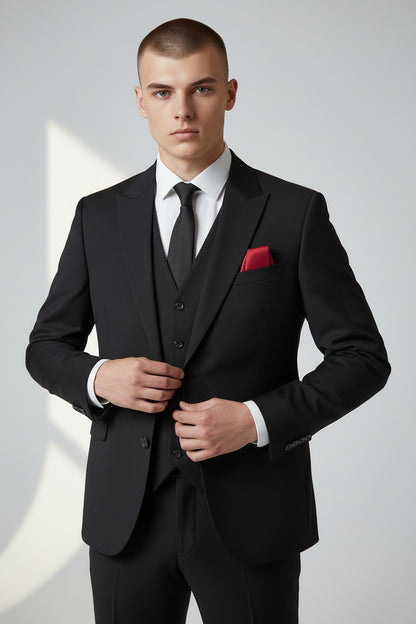 Men’s Classic Black 3-Piece Suit – Modern Fit Formal Wear