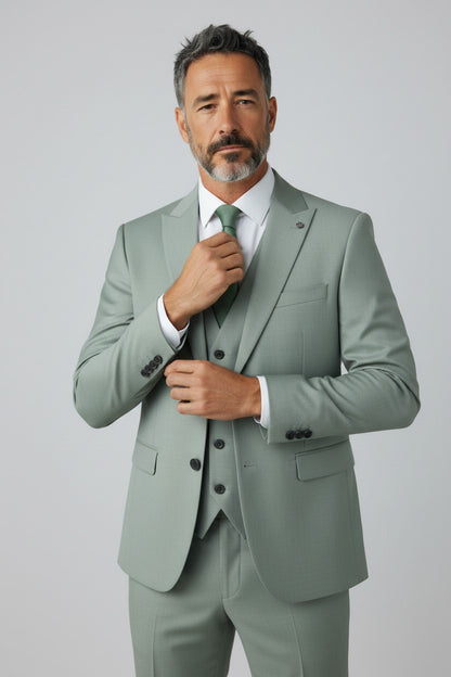 Men’s Sage Green 3-Piece Suit – Modern Wedding & Formalwear Set
