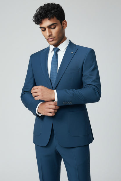 Men’s Teal Blue 2-Piece Suit – Modern Fit Formal & Business Wear