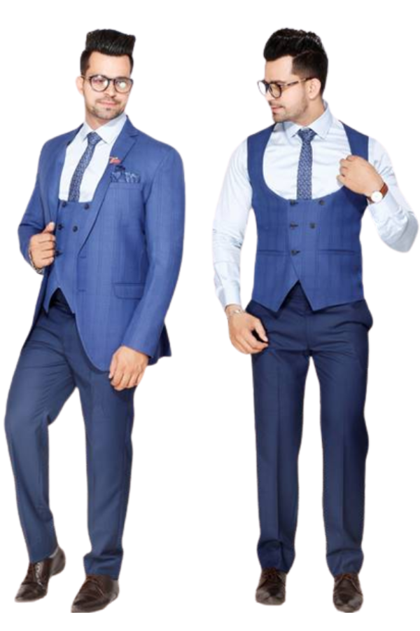 Fabmark 5pc Designer Dark Blue Suit