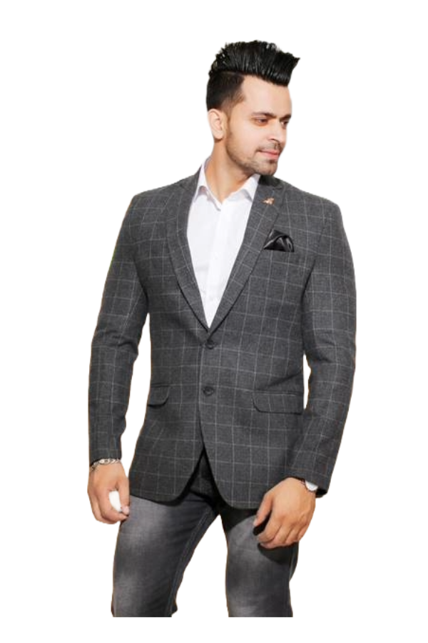 Blazer de créateur à carreaux gris Fabmark