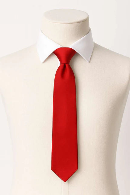 Men’s Solid Red Satin Tie – Classic Bold Formalwear Accessory