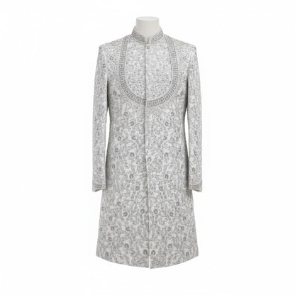 Ivory Embroidered Sherwani for Men – Regal Handcrafted Wedding Wear