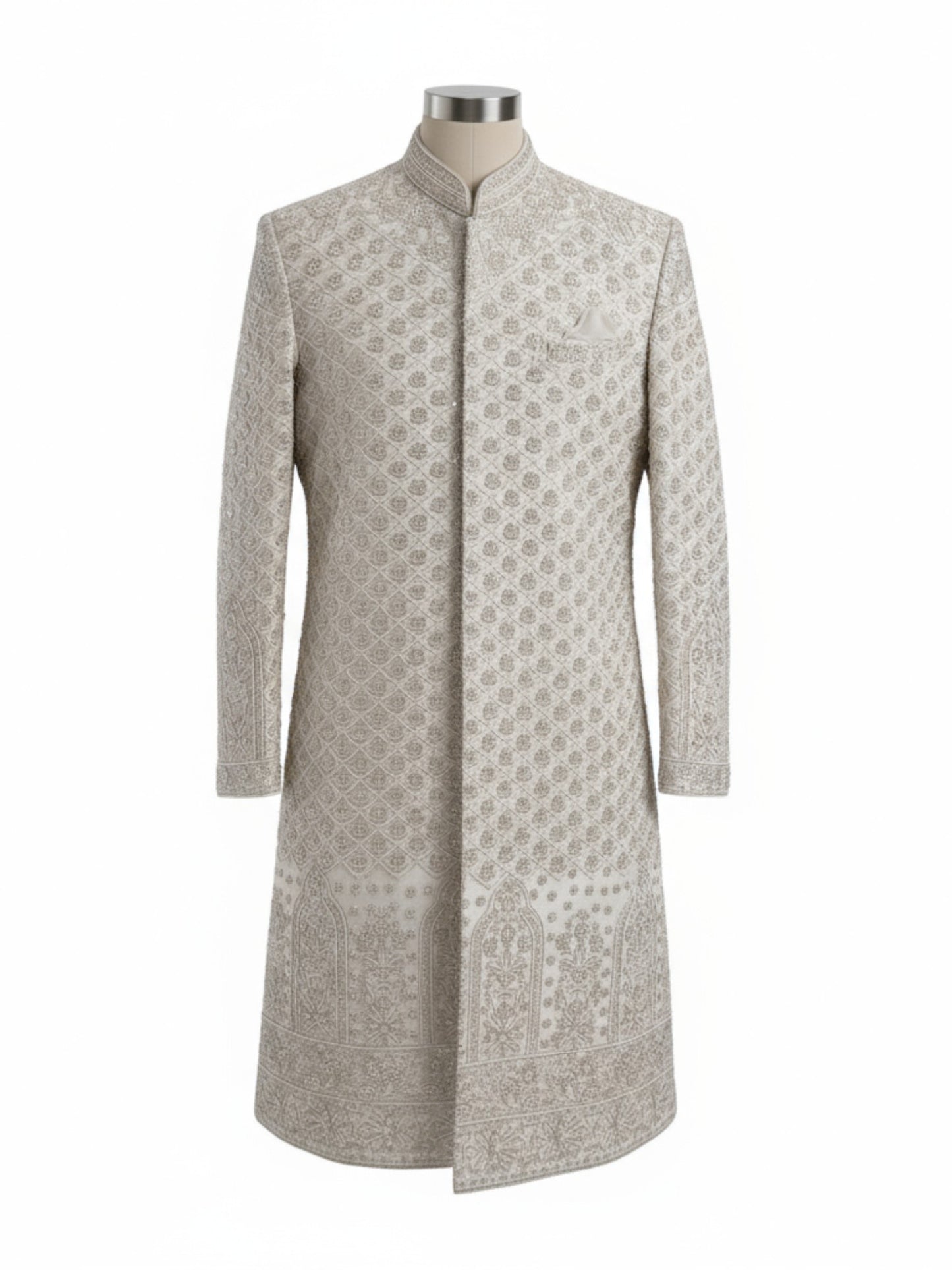 Ivory Designer Sherwani for Men – Handcrafted Embroidered Wedding Outfit