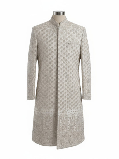 Ivory Designer Sherwani for Men – Handcrafted Embroidered Wedding Outfit