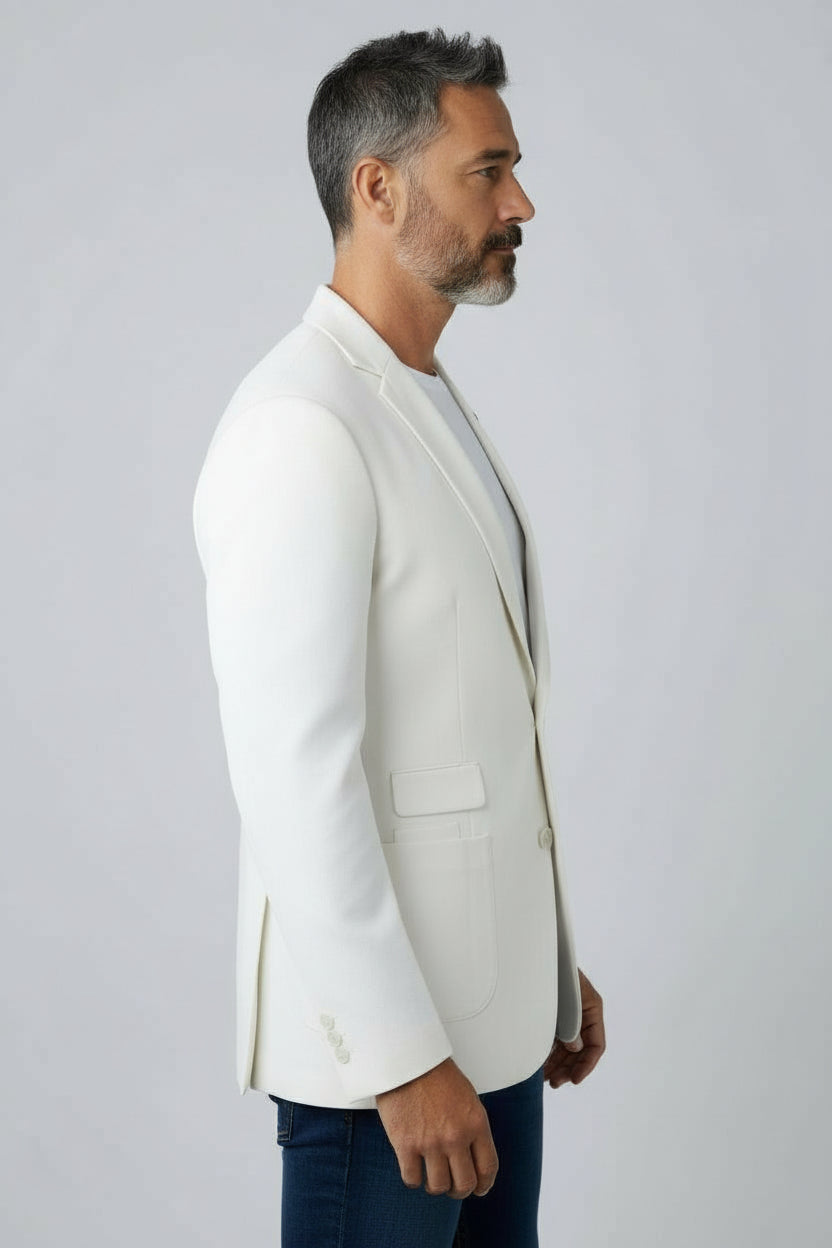 Men’s Off-White Tailored Blazer – Modern Minimal Smart Casual