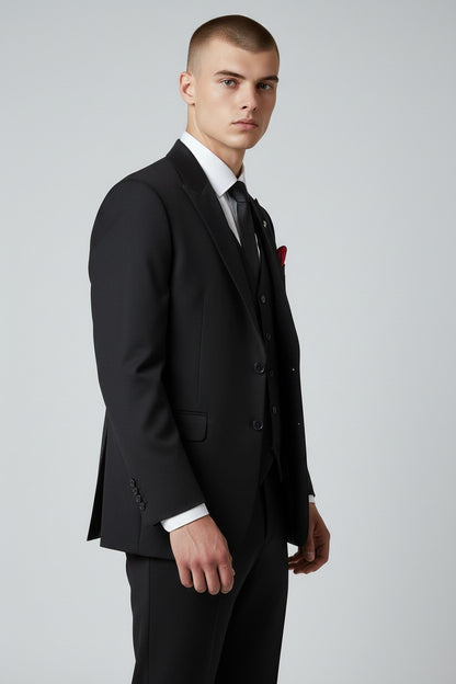 Men’s Classic Black 3-Piece Suit – Modern Fit Formal Wear