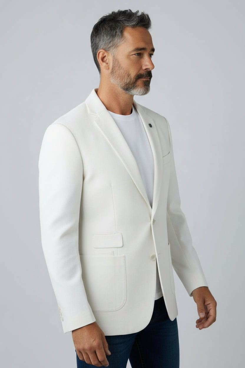 Men’s Off-White Tailored Blazer – Modern Minimal Smart Casual