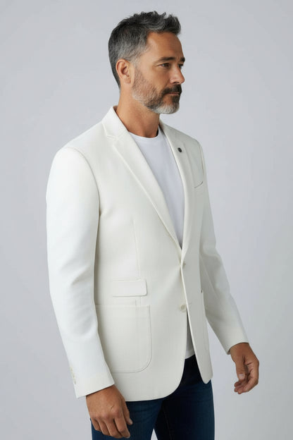 Men’s Off-White Tailored Blazer – Modern Minimal Smart Casual