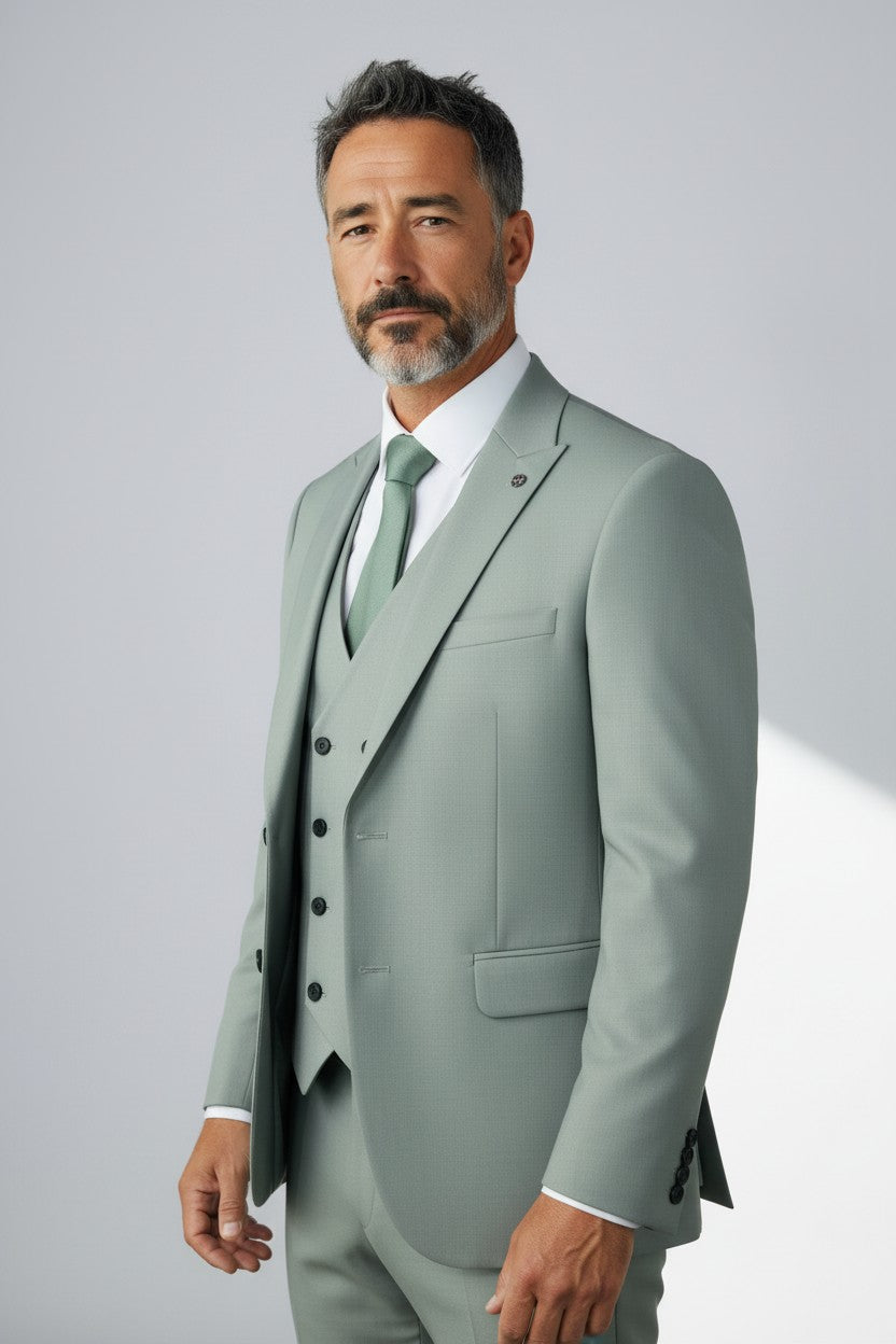 Men’s Sage Green 3-Piece Suit – Modern Wedding & Formalwear Set