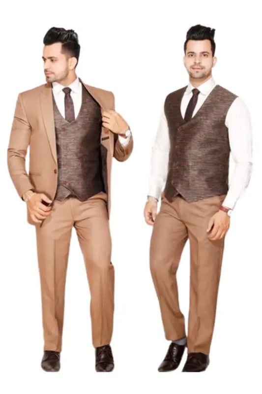 Fabmark Beige Double Breasted 5pc Suit