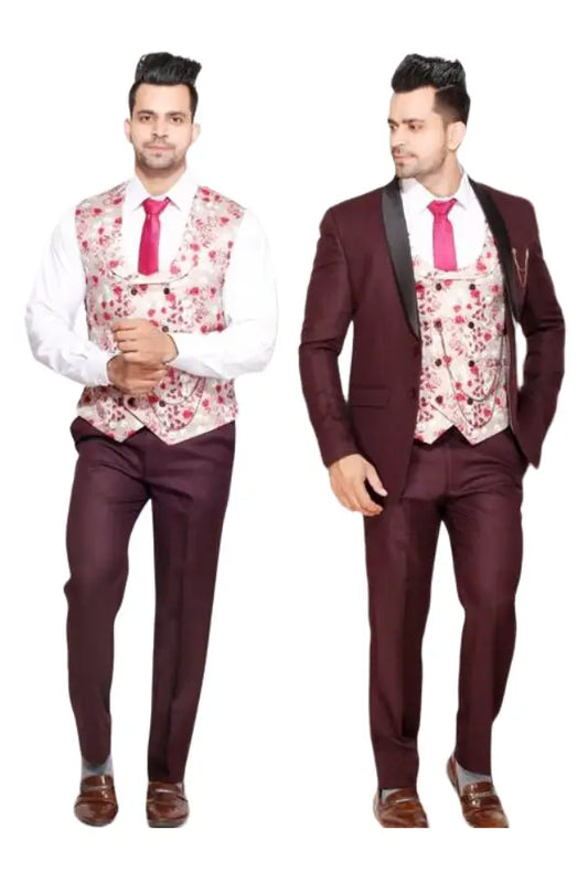 Fabmark Designer Dark Cherry 3pc Suit