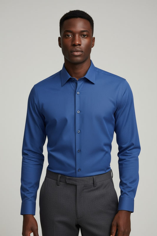 Men’s Royal Blue Dress Shirt – Slim Fit Formal Cotton Shirt