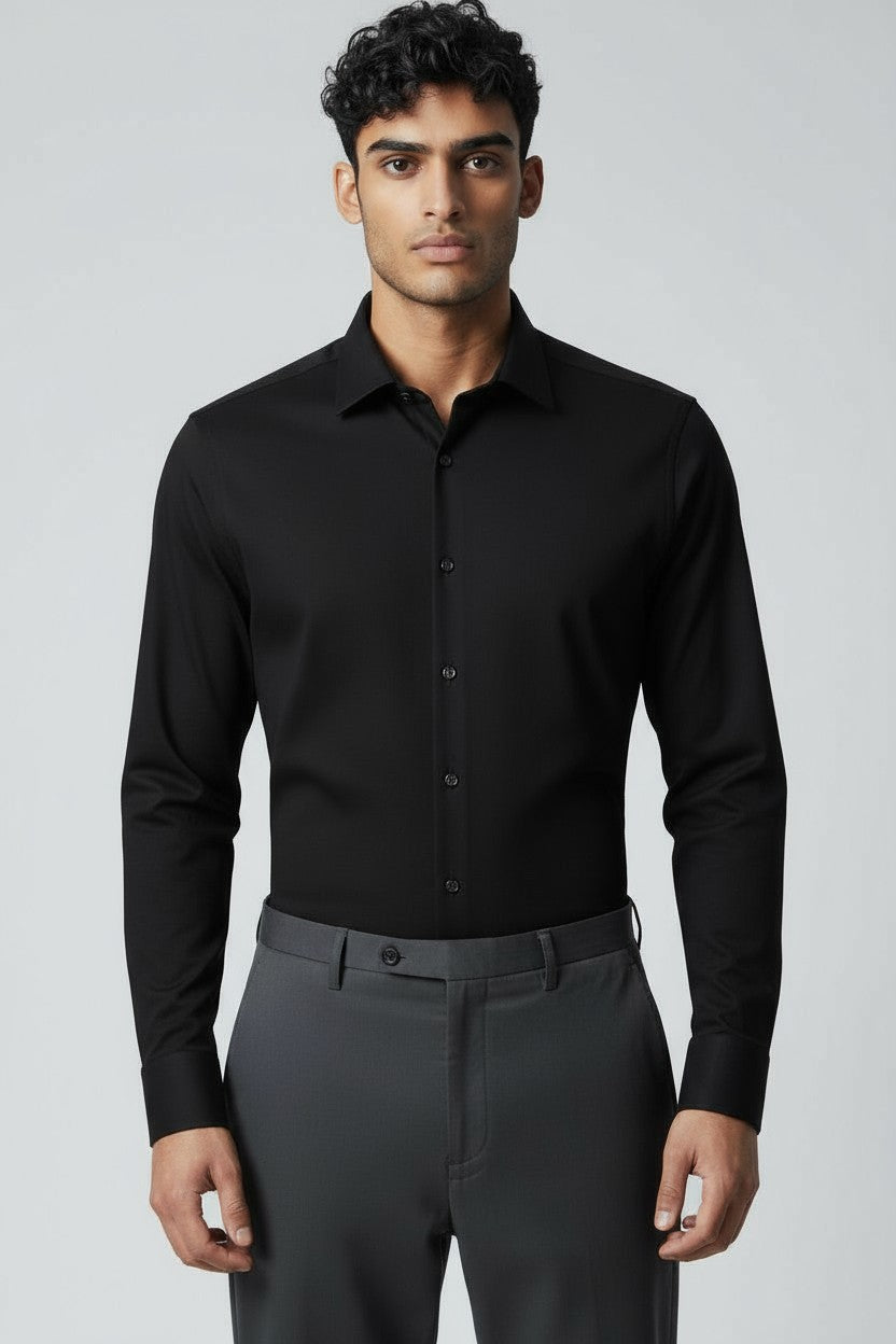 Men’s Black Dress Shirt – Slim Fit Premium Formal Shirt