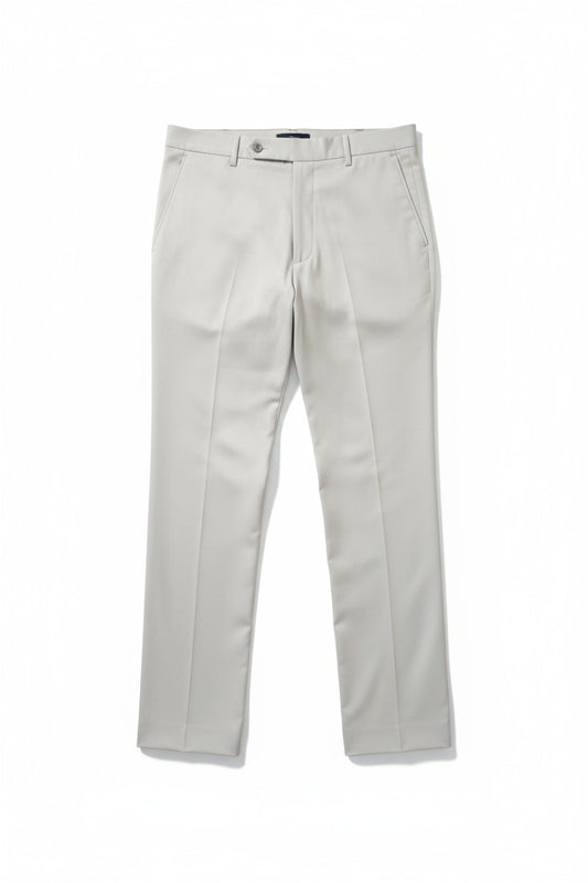 Men’s White/Beige Slim-Fit Dress Pants – Classic Formal Trousers