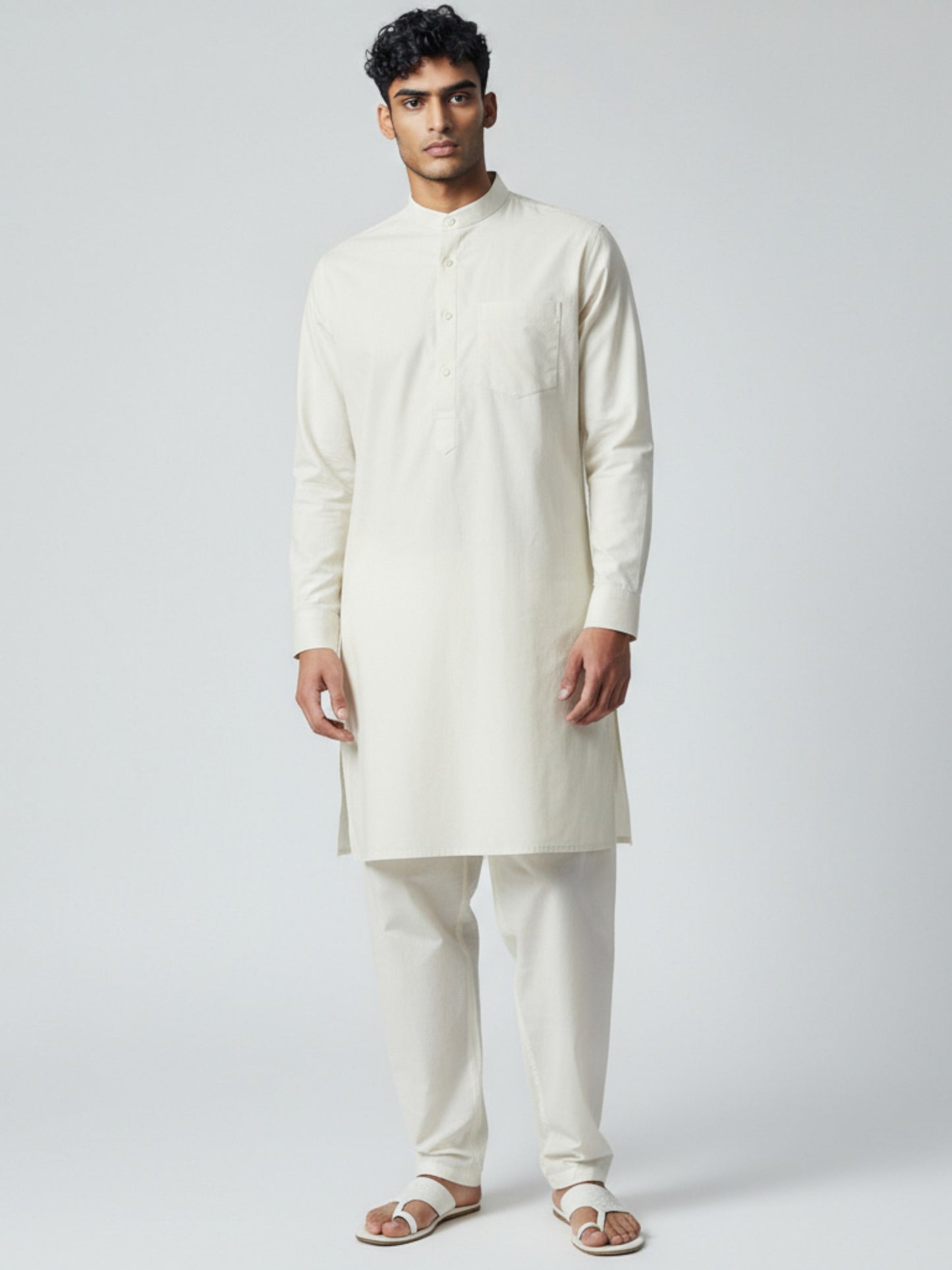White Kurta Pajama for Men – Classic Solid Cotton Traditional Set